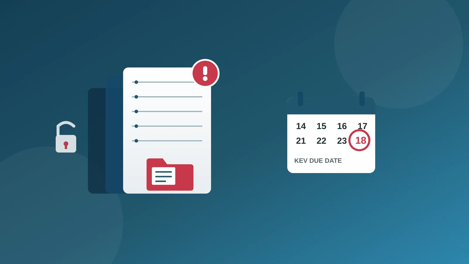 Illustration of stacked application server panels with an open folder exposing a document and a red alert badge, beside a calendar showing the 18th circled, representing a critical unauthenticated file-access flaw in self-hosted collaboration software with an October 18 patch deadline.