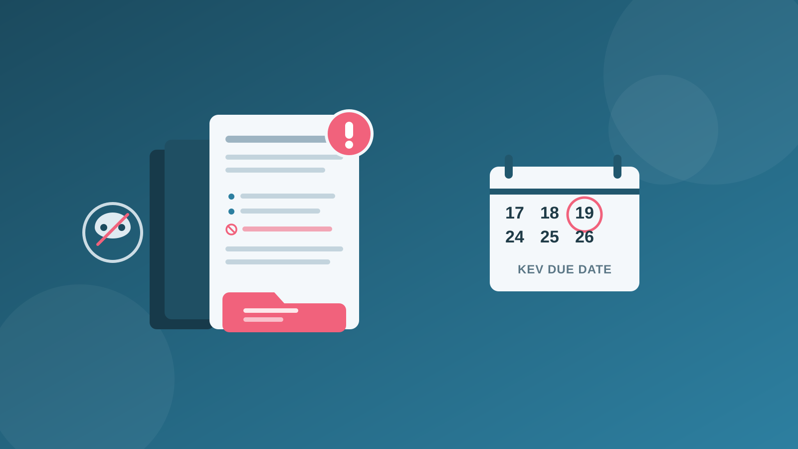 Illustration of a masked identity icon beside a remote-support appliance console with a flagged unvalidated message row, a red file-operations folder, and a critical alert badge, next to a calendar showing the 19th circled, representing a critical origin-validation flaw in self-hosted remote-support software with an October 19 CISA KEV due date.
